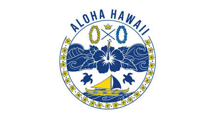 Hawaii Aloha Logo Emblem Design. © alam