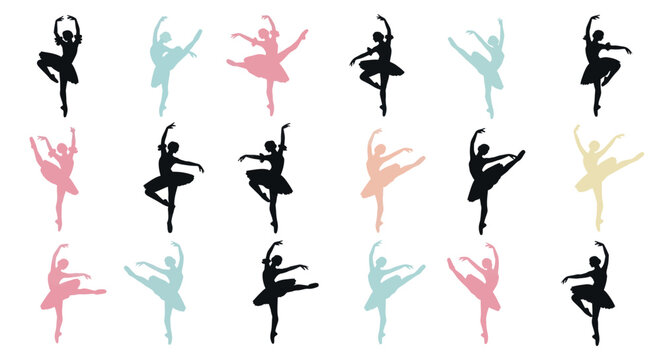 Dancers in various poses and colors.