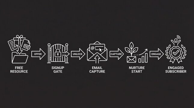 Customer engagement process flowchart with email capture and nurturing