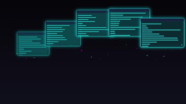 Futuristic Holographic Data Interface with Glowing Code.