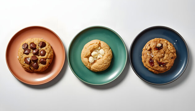 Chocolate Chip Cookies on Colorful Plates
