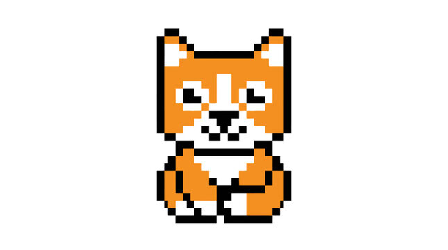 Pixel Art Corgi Dog - Cute Retro 8-bit Canine Icon