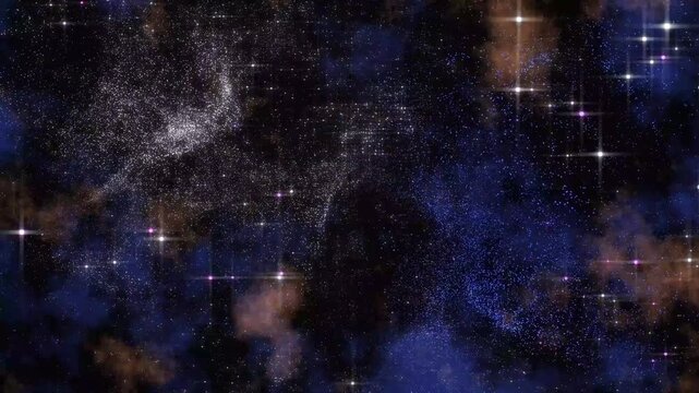 Purple Cosmic Stars and Nebula Fly Through Space Background Animatio
