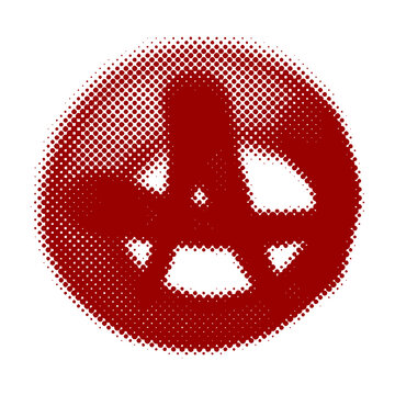 Abstract anarchy symbol graffiti tag displaying street art spray paint style handstyle element for underground subculture clothing print poster banner layout design isolated clip art.