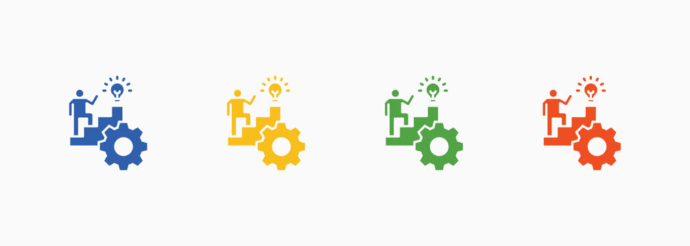 Upskill Icon Set Color Multiple Style Collection Vector Illustration