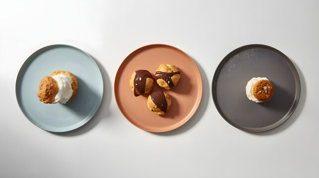 Assorted Desserts on Colorful Plates