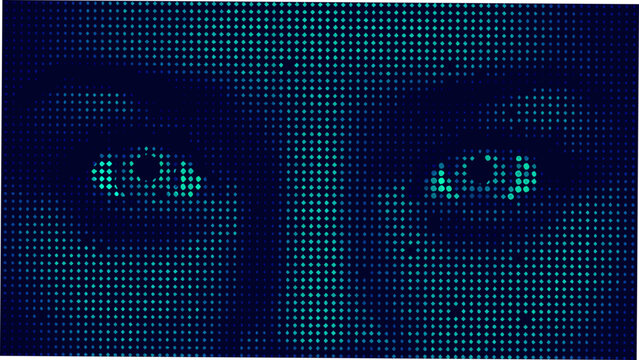 Human Eyes Displayed As Dot Matrix Digital Illustration