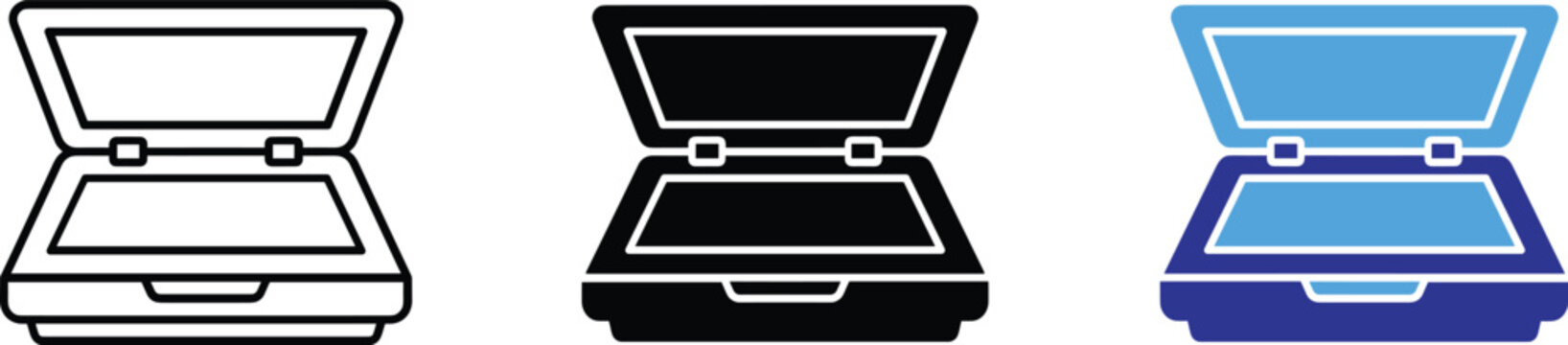 Scanner Icon Vector Illustration Outline Glyph Flat Design Style Document Scan Device