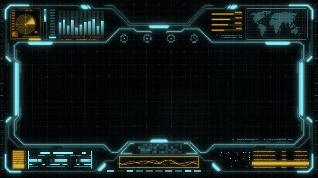 Digital HUD futuristic background motion graphic element cyber generated. Future technology interface data sci-fi display screen. Artificial intelligent analytic simulation, loop able video background