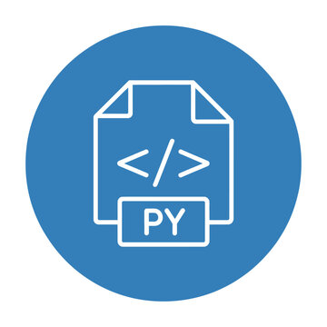 Vector of a python file icon on a blue circle background