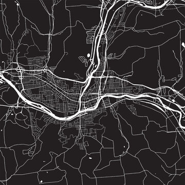 Binghamton New York Vector Map, Detailed City Street Map Black and White Minimalist Line Art