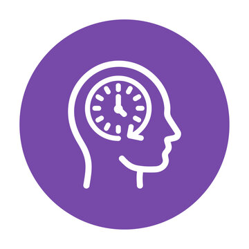 Vector of a human head with a clock inside representing time management