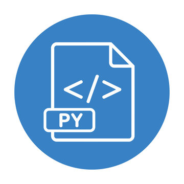 Vector graphic of a python code file icon in blue circle