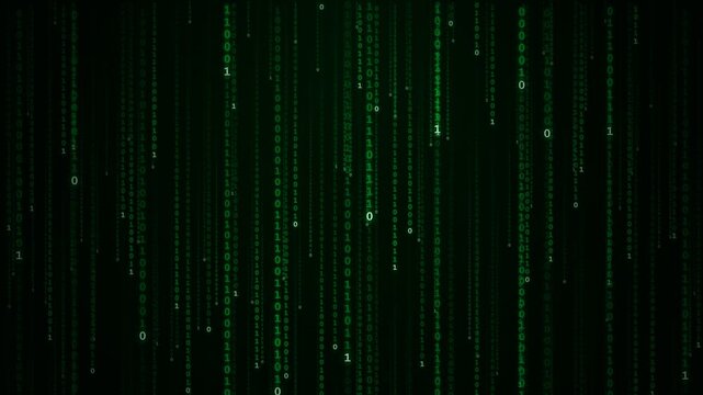 Green Binary Code Matrix Falling Down Seamless Loop Background
