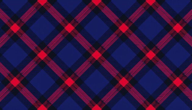 Blue Red Tartan Plaid Seamless Pattern Design