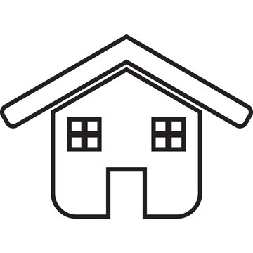 Line art mushroom roof house icon, minimalist outline home vector illustration isolated on white background