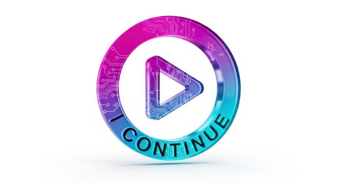 Play button icon, colorful gradient, continue symbol, video play