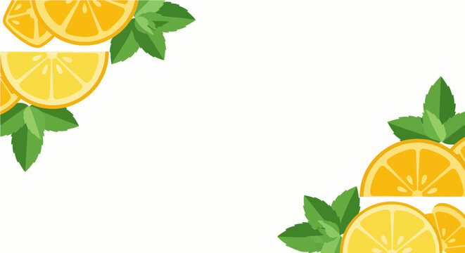 Orange slices and mint leaves on white background