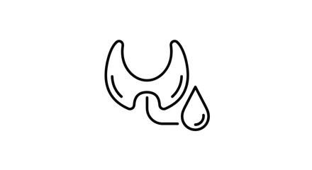 Fototapeta premium Thyroid gland icon with drop, medical symbol, endocrine system health care concept