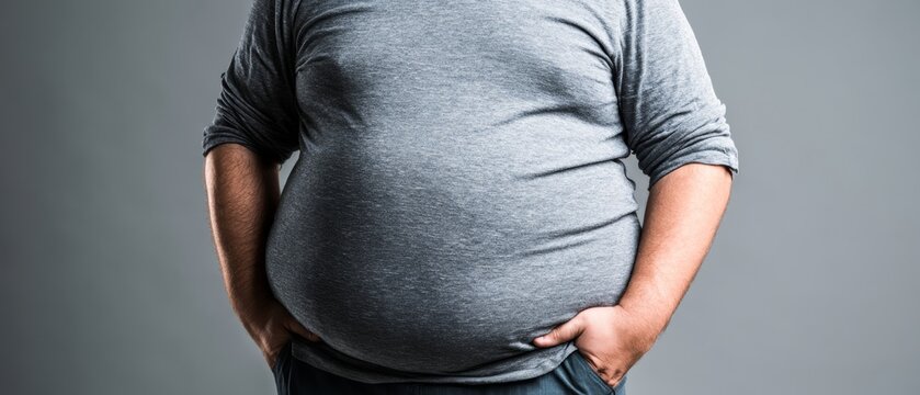 obese man, unhealthy eating habits and sedentary lifestyle