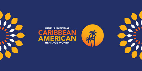 Naklejka premium Caribbean American Heritage Month in June. Culture Month to the people of America. Celebrate annual with festival. Happy holiday. Poster, card, banner and background. Vector illustration 