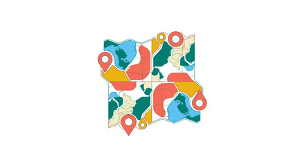 Naklejka premium Abstract World Map with Location Pins