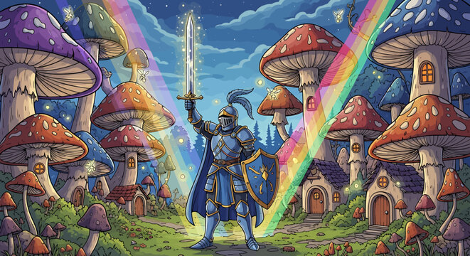 Knight in fantasy armor standing tall.