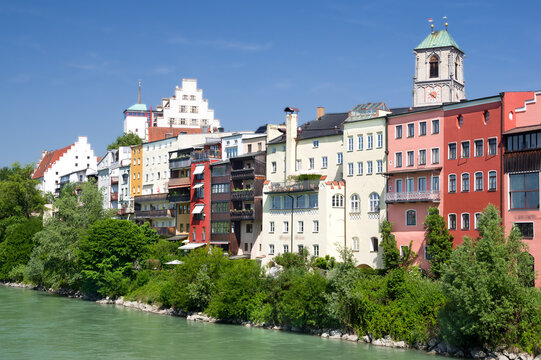 Ortsbild Wasserburg am Inn Bayern entzerrt