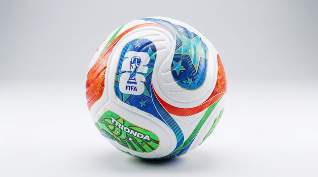 Colorful Soccer Ball with FIFA 2026 Logo Isolated on White Background
