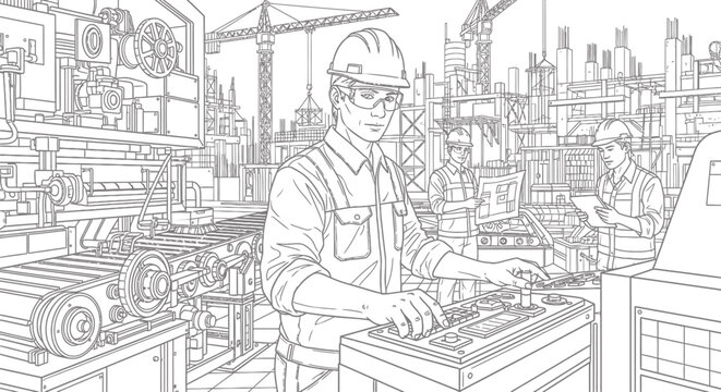Man in hard hat working machinery.