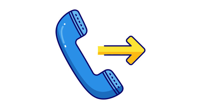 Telephone handset with outgoing arrow flat vector illustration