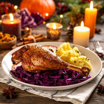 G&auml;nsekeule mit Apfelrotkohl