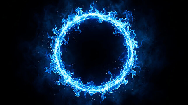 blue flame ring for magic or energy concept