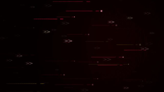 Futuristic technology background loop featuring fast-moving red digital arrows and glowing light streaks streaming across a dark backdrop. Ideal for cyber data presentation slides