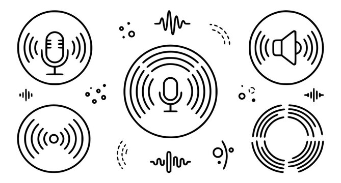 Audio waveform and microphone icons