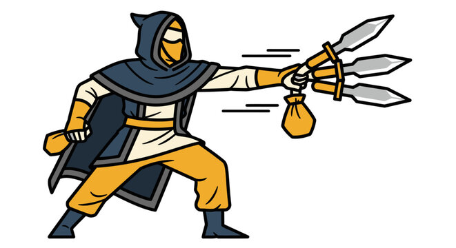 Medieval Ninja Warrior Illustration.
