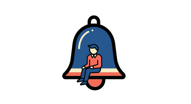 Man sitting in bell.