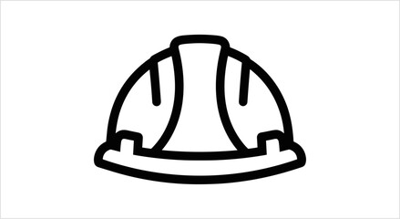 Fototapeta premium Simple Line Art Icon of a Hard Hat.