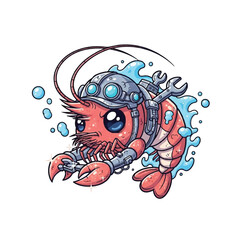 Fototapeta premium Crab Wearing Diving Helmet Closeup.