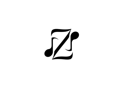 Creative musical note and letter Z monogram logo design.