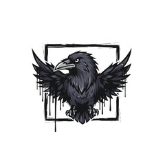 Obraz premium Black Crow Bird with Open Wings.
