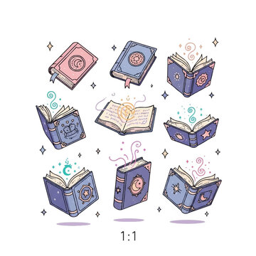 Collection of magic spell books.