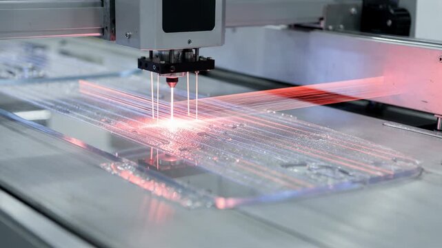 Medium shot of a laser scanner system capturing detailed thickness measurements of adhesive layers on a production line enhancing realtime monitoring accuracy and consistency