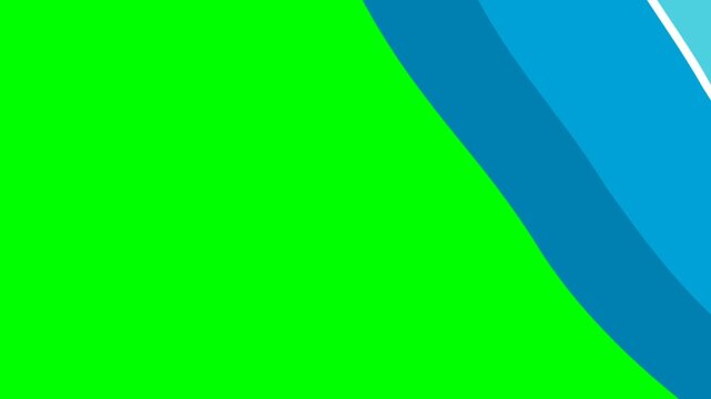 Blue curved transition effect on green screen background.