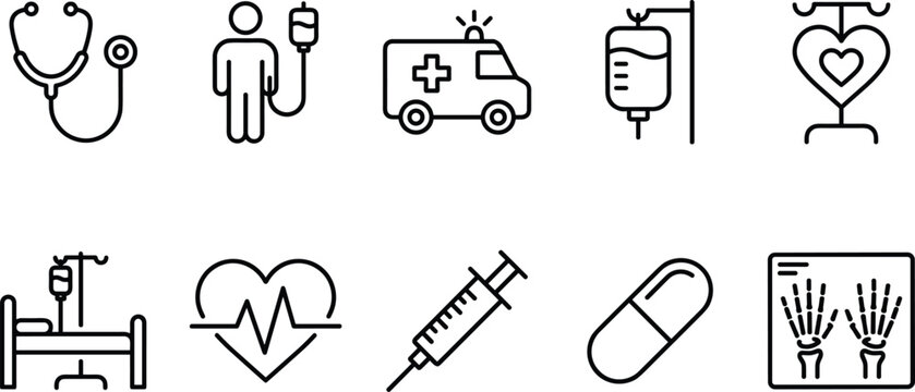 Pregnancy newborn care and maternity hospital medical line icon set for healthcare vector graphic illustration