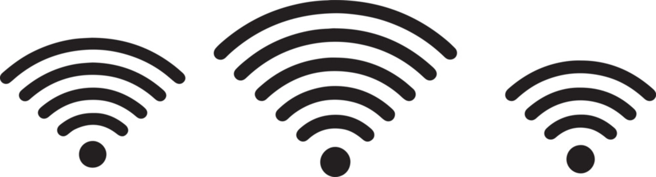 Wireless signal strength icons set strong medium weak