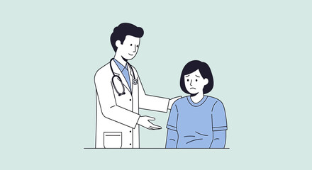 Fototapeta premium Doctor comforting sad patient, empathy and care, medical consultation, mental health support