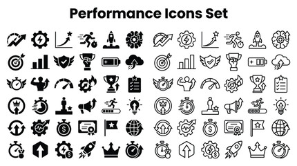 Fototapeta premium The Performance Icons Set showcases various business achievement symbols.