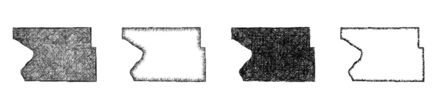 Black and white sketch Madison County (Illinois) outline map design set