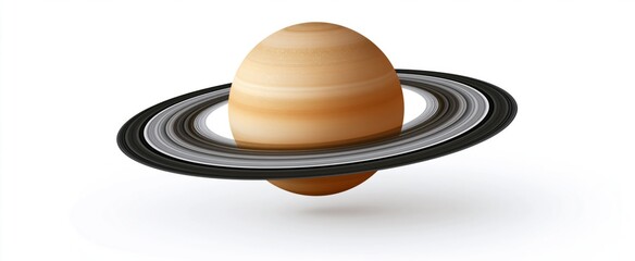 Obraz premium Vibrant close-up of Saturn and its rings on a crisp white backdrop showcasing astronomy 